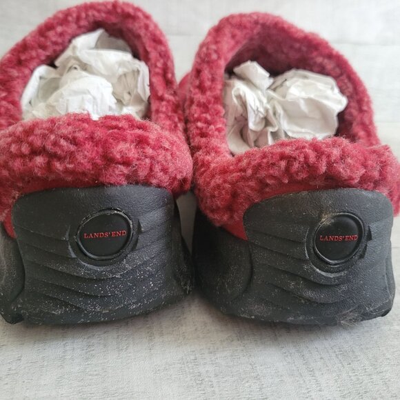 Lands End Womens Chalet Clogs Rich Red Size 6.5 Medium Suede & Fleece Slip-On Sh - Picture 6 of 9